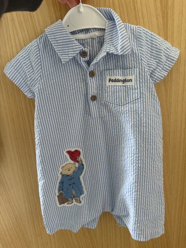 Paddington bear blue and - and, white